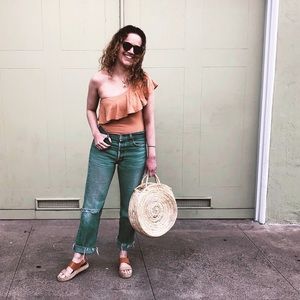 Honey Punch Tops - One Shoulder Ruffle Bodysuit Honey Punch Tops - One Shoulder Ruffle Bodysuit